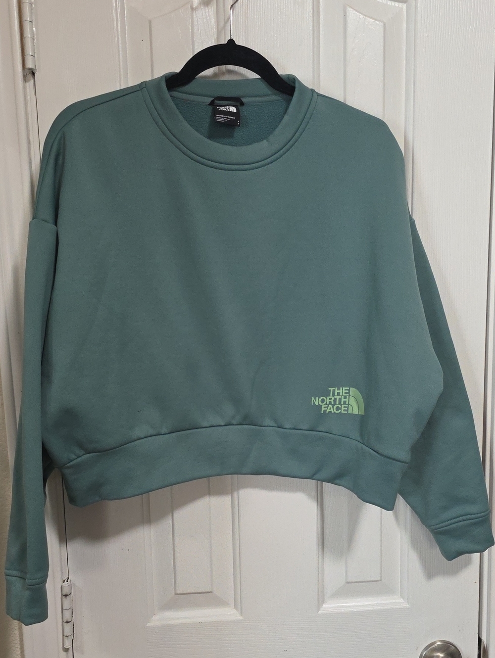 The North Face Women's Cropped Crewneck Sweatshirt in Teal Size SP